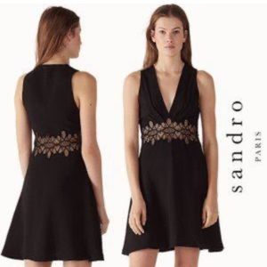 SANDRO mini black dress with see through middle